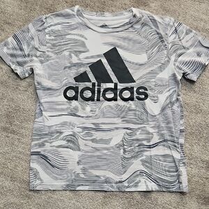 Adidas Kids Wave Pattern Tee - Black and White
